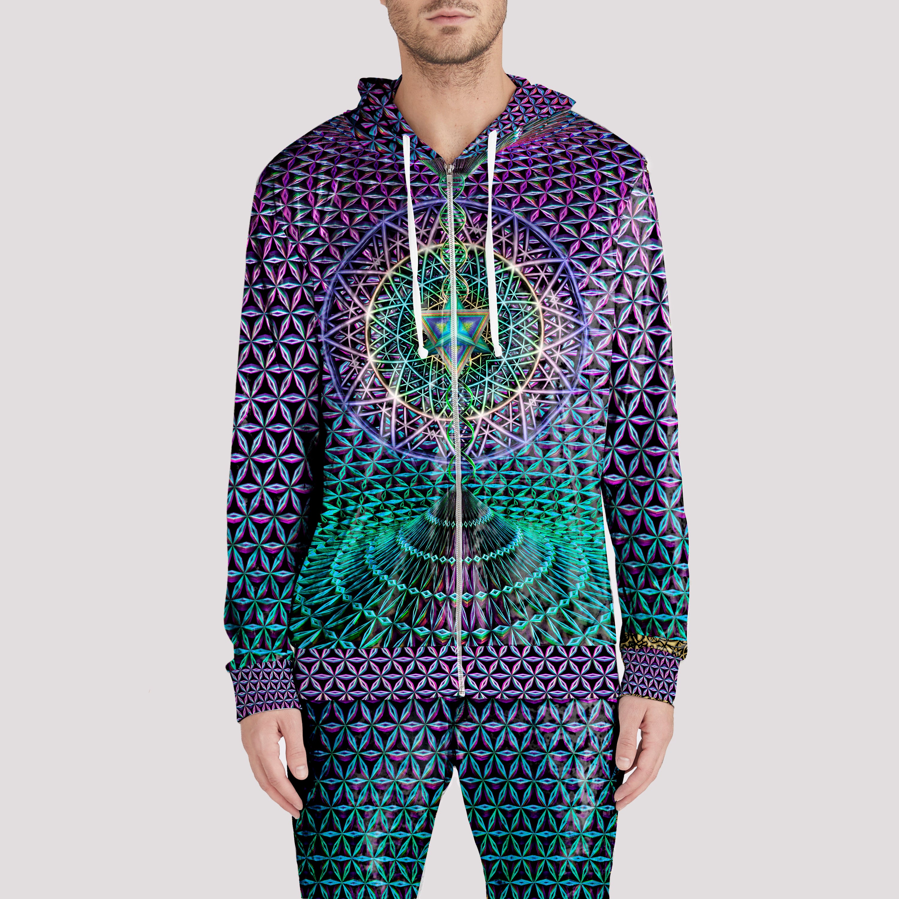 Vortex of Life Crushed Velvet Hoodie – Visionary Art by Dima 